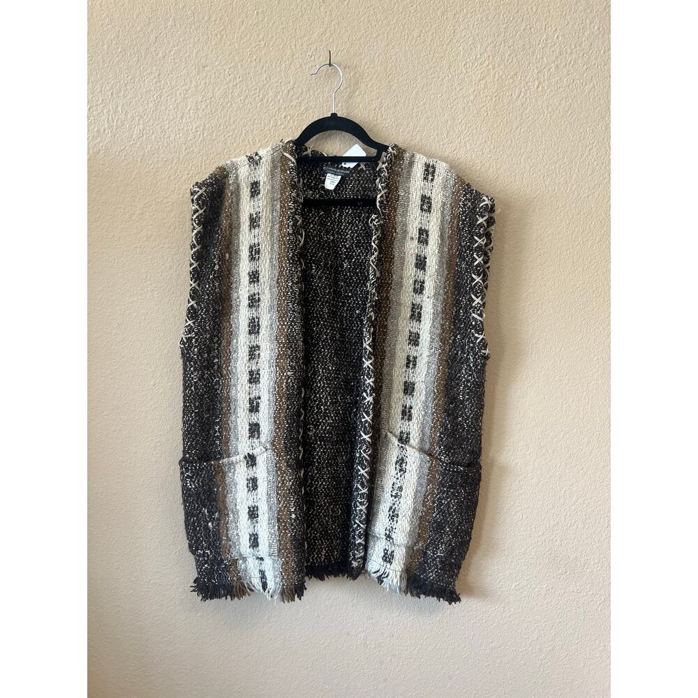 Vintage 1970s J Peterman Company wool tribal poncho vest size L